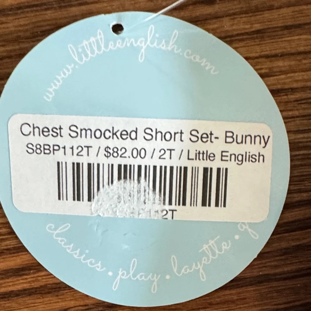Little English Chest Smocked Short Set- Bunny New With Tags